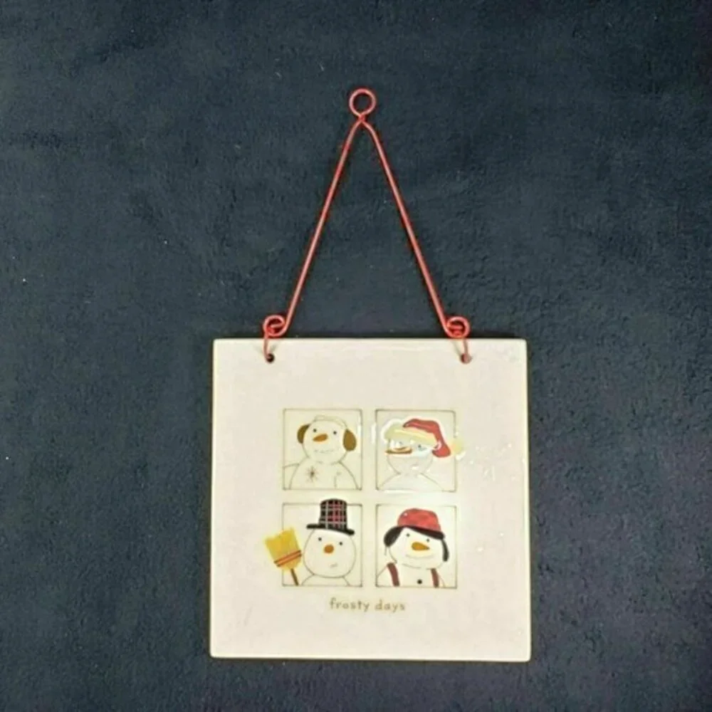 Hallmark Frosty Days Snowman Winter Ceramic Tile Wall Hanging Plaque Snowmen‎